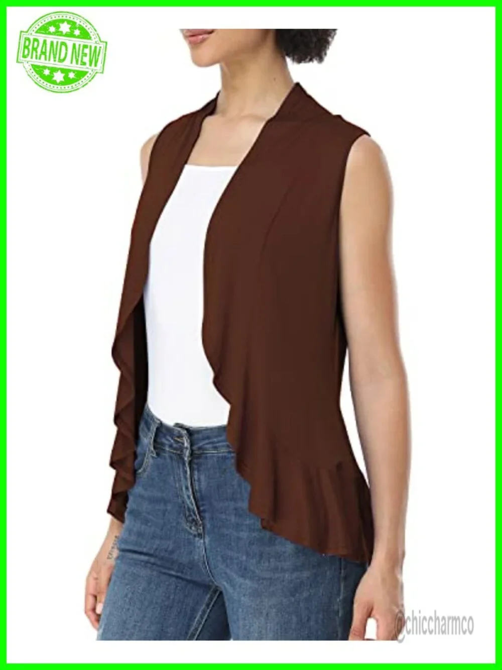Sleeveless Cardigan Open Front Vest with Shawl Collar